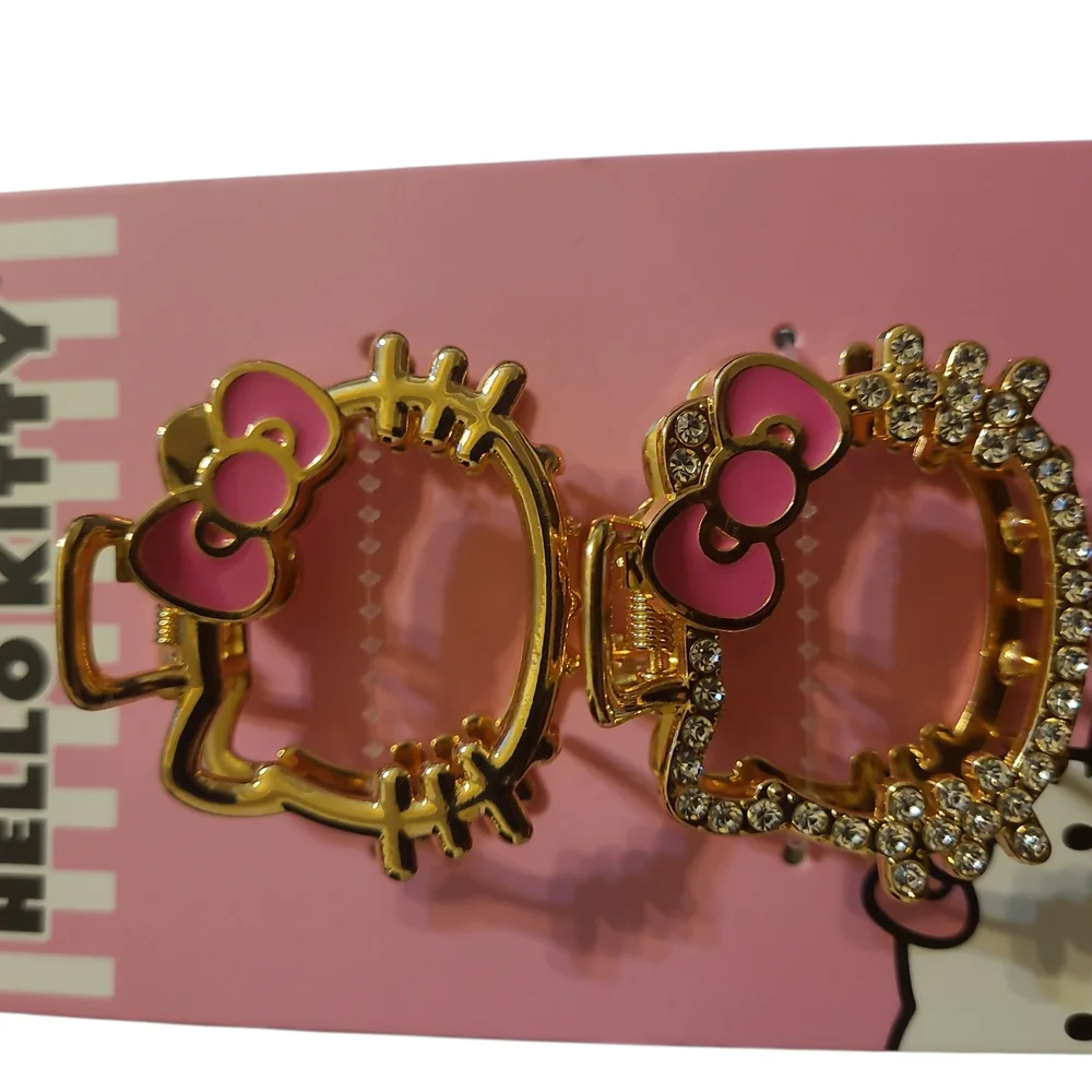 Hello Kitty Gold and Pink Hair Clips